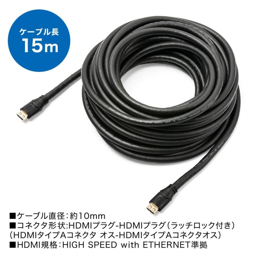 SANWA SUPPLY（サンワサプライ） HDMIケーブル 15m 抜け防止 長い 4K