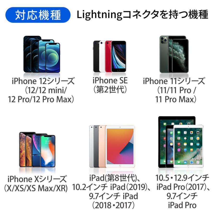 ライトニングケーブル iPhone iPad Apple MFi認証品 ショートタイプ 充電 同期 Lightning 12cm ホワイト EZ5-IPLM010WK2 ネコポス対応｜esupply｜02