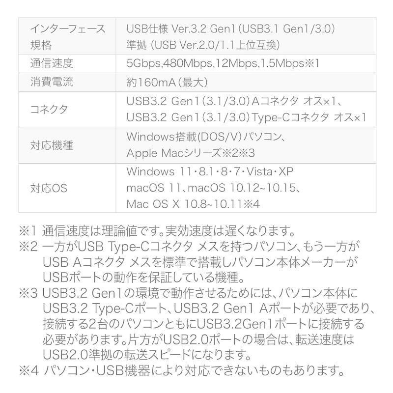 USBリンクケーブル USB3.2 Gen1 PC間 高速データ転送 データ移行 Windows/Mac両対応 Type-Cコネクタ EZ5-USB070｜esupply｜12