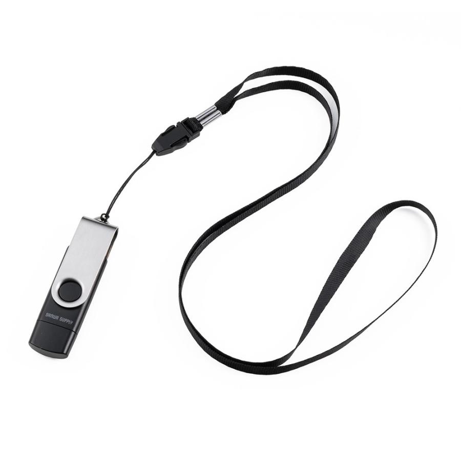 USBメモリ 16GB USB A タイプC 両対応 ネックストラップ付き スイング式 おすすめ 名入れ対応 3USCA16G EZ6-3USCA16G ネコポス対応 | SANWA SUPPLY | 10