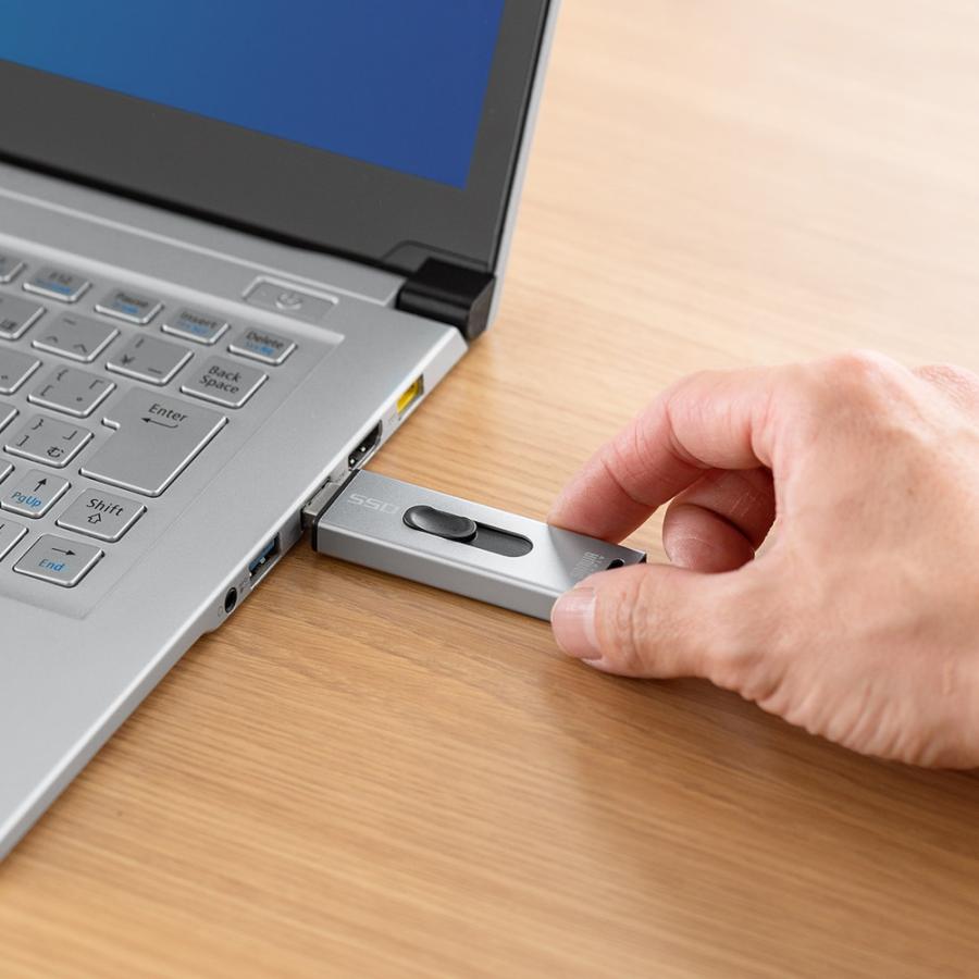スティック型SSD 2TB 外付け USB3.2 Gen2 小型 テレビ録画最大250時間 ゲーム機 PS5/PS4 スライド式 直挿し シルバー EZ6-USSD2TBS_14
