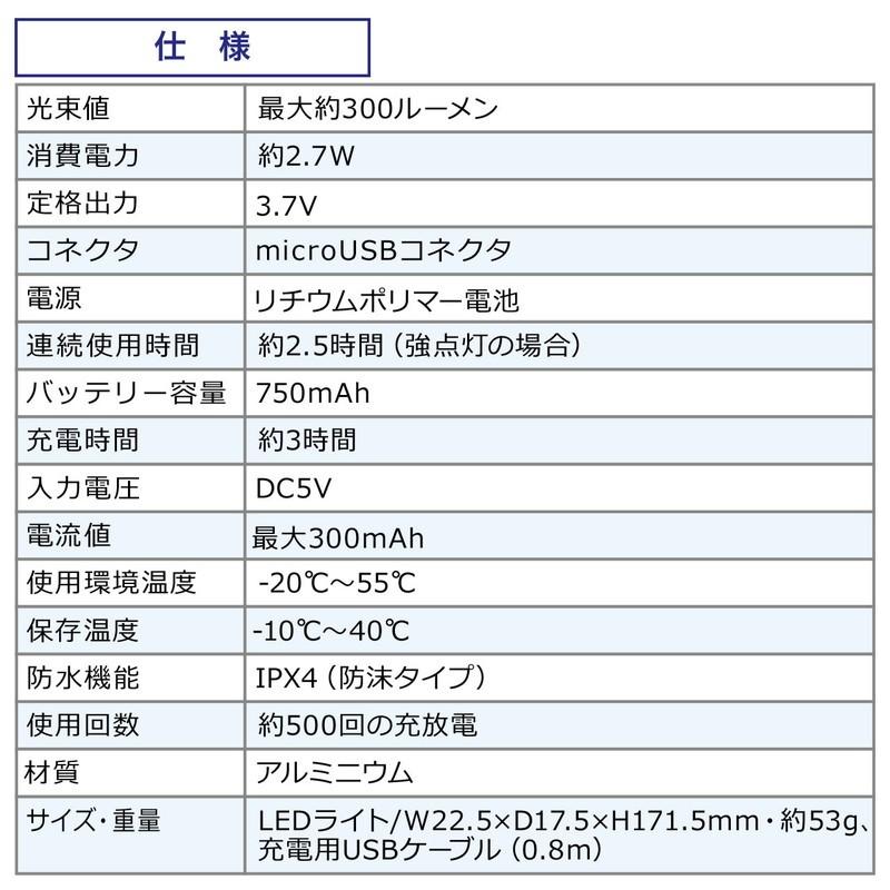 ペン型LEDライト USB充電式 マグネット内蔵クリップ 最大300ルーメン ハンディーライト スティックライト COB 携帯可能 EZ8-LED034 ネコポス対応｜esupply｜12