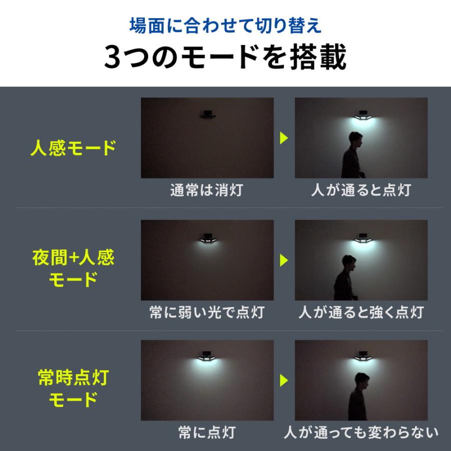 ソーラーライト 屋外 人感センサー 防犯 最大480ルーメン ソーラー充電 防水規格IP44 EZ8-LED071｜esupply｜06