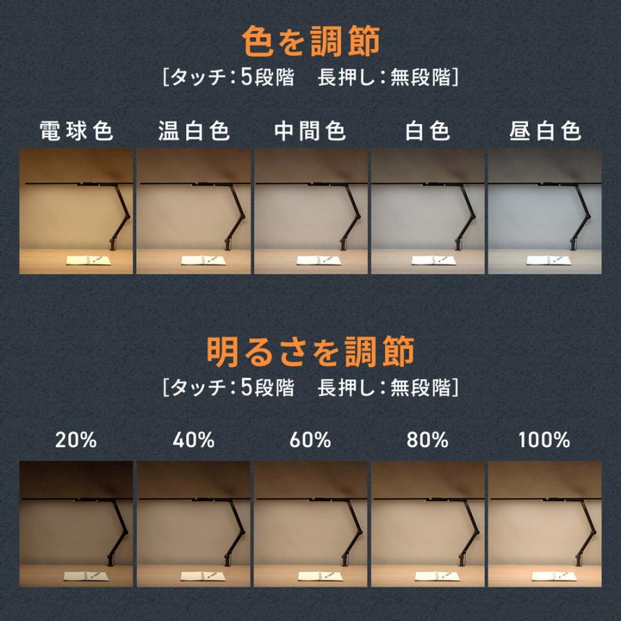 デスクライト LEDライト クランプ アームライト 1700ルーメン 広範囲点灯 3灯 EZ8-LED079の画像