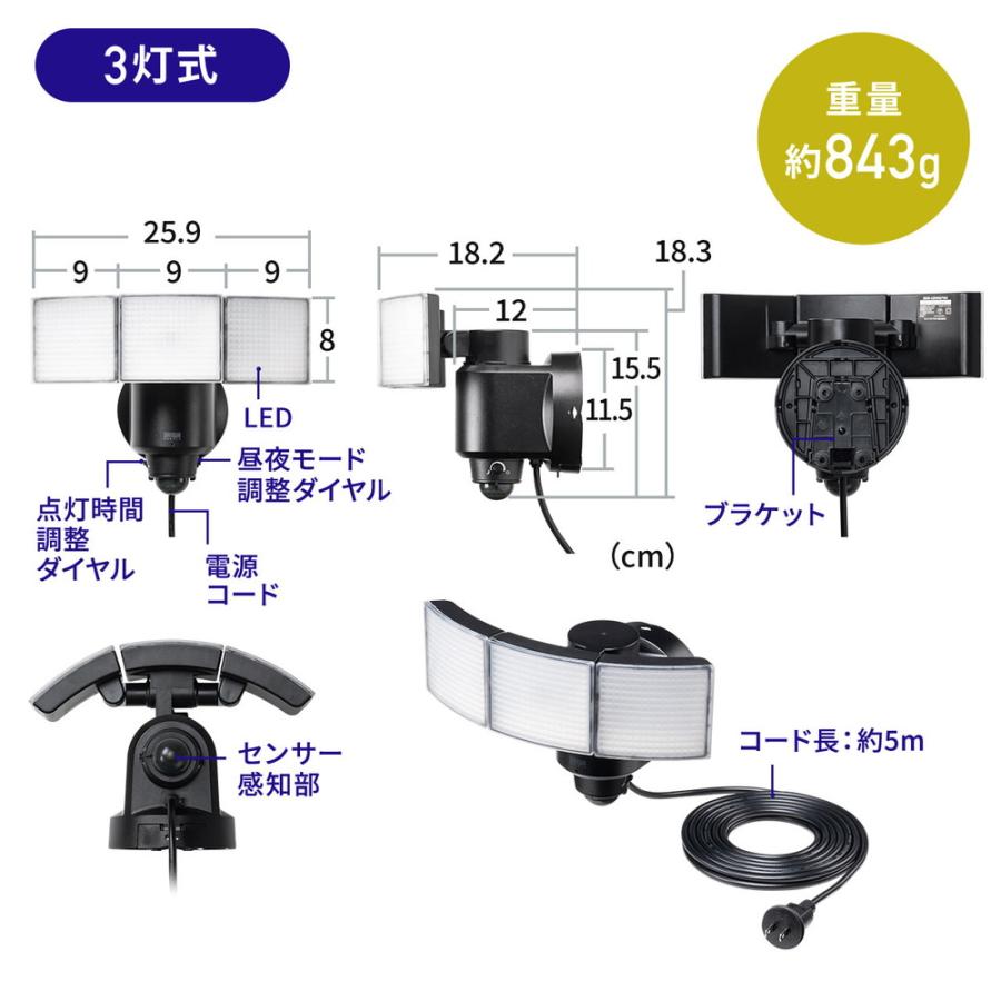 SANWA SUPPLY センサーライト 人感センサー 屋外 led コンセント SANWA SUPPLY センサーライト 人感センサー 屋外 led コンセント