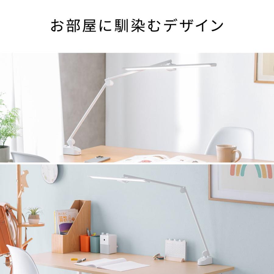 デスクライト 広範囲照射LED 調光調色 アームライト タッチセンサー クランプ固定 横幅45cm ホワイト EZ8-LED093Wの画像