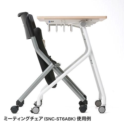 SANWA SUPPLY フォールディングデスク スタッキング 薄い木目