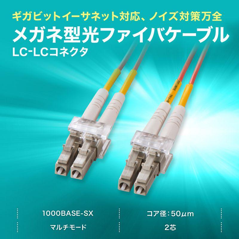 メガネ型光ファイバケーブル マルチ50μm、LC×2-LC×2、30m HKB-LCLC5-30N サンワサプライ_1