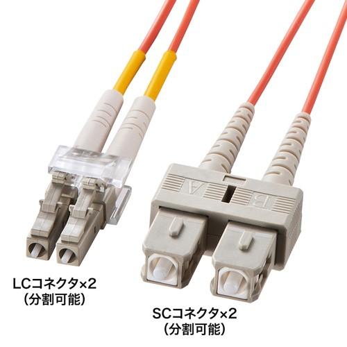 光ケーブル(コネクタ付き・LC・SC・30m・コア径62.5ミクロン）HKB-LCSC6-30L サンワサプライ 受注発注 代引き不可