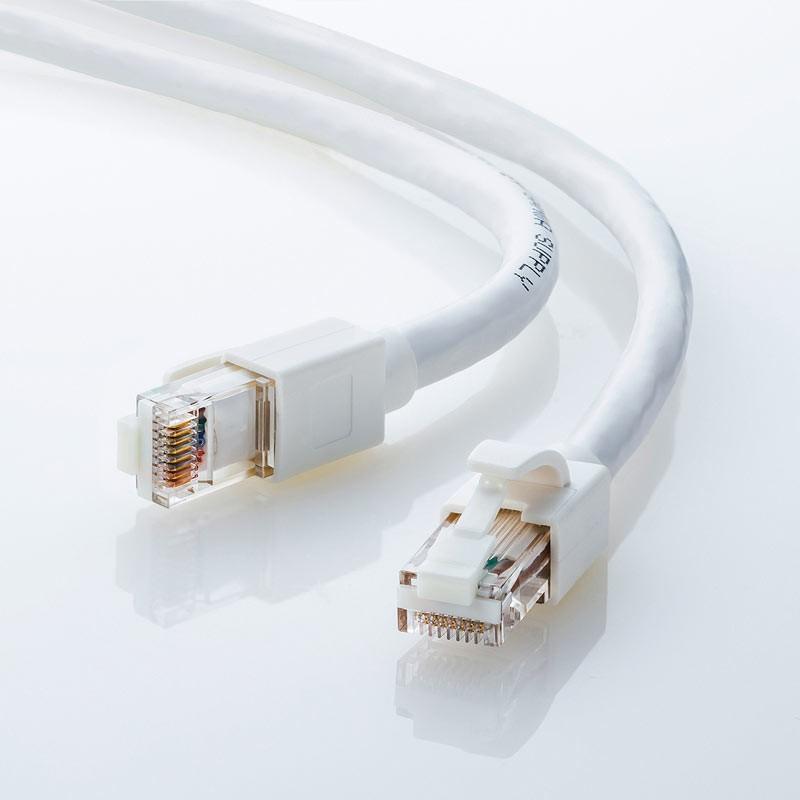 Cat6A LANケーブル 単線 カテゴリ6A ホワイト 20m 爪折れ防止カバー KB-T6ATS-20W サンワサプライ|esupply|03