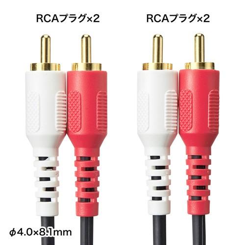 SANWA SUPPLY オーディオケーブル 1.8m 両側RCAピンプラグ 赤