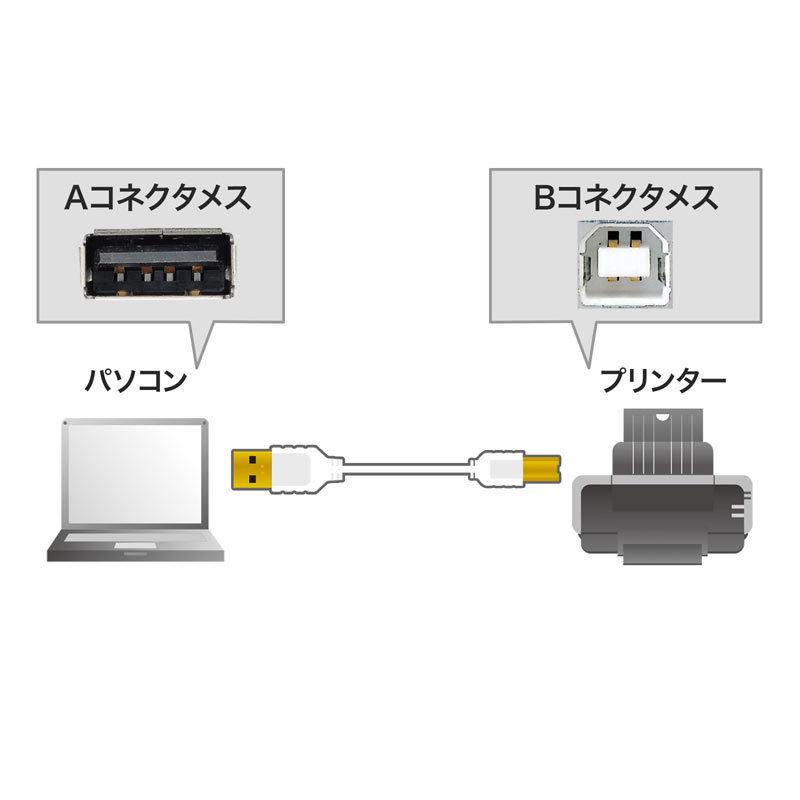 極細USBケーブル USB2.0 A-Bタイプ ホワイト 2m KU20-SL20WK サンワサプライ｜esupply｜06