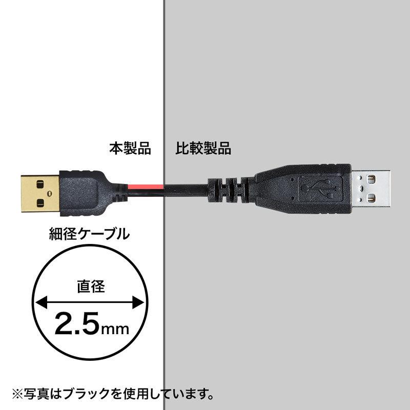 極細USBケーブル USB2.0 A-Bタイプ ホワイト 2m KU20-SL20WK サンワサプライ｜esupply｜07