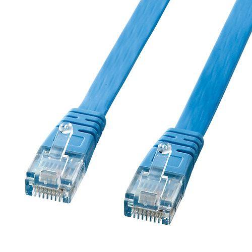 LANケーブル cat5e UTPエンハンスドカテゴリ5 より線フラットケーブル 1m　ライトブルー LA-FL5-01LBK サンワサプライ ネコポス対応｜esupply