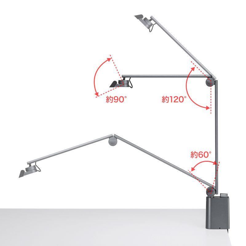 デスクライト LED クランプ式 ライトスタンド 暖色 コンセント 900ルーメン 無段階調光 3関節 ガンメタリック LED-DESK2GM サンワサプライ｜esupply｜13