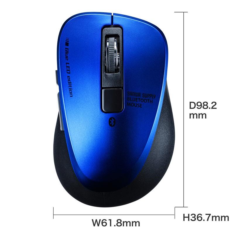 ワイヤレスマウス Bluetooth 5.0 無線 ブルーLED 5ボタン 静音 小型 ブルー MA-BTBL155BL サンワサプライ｜esupply｜10