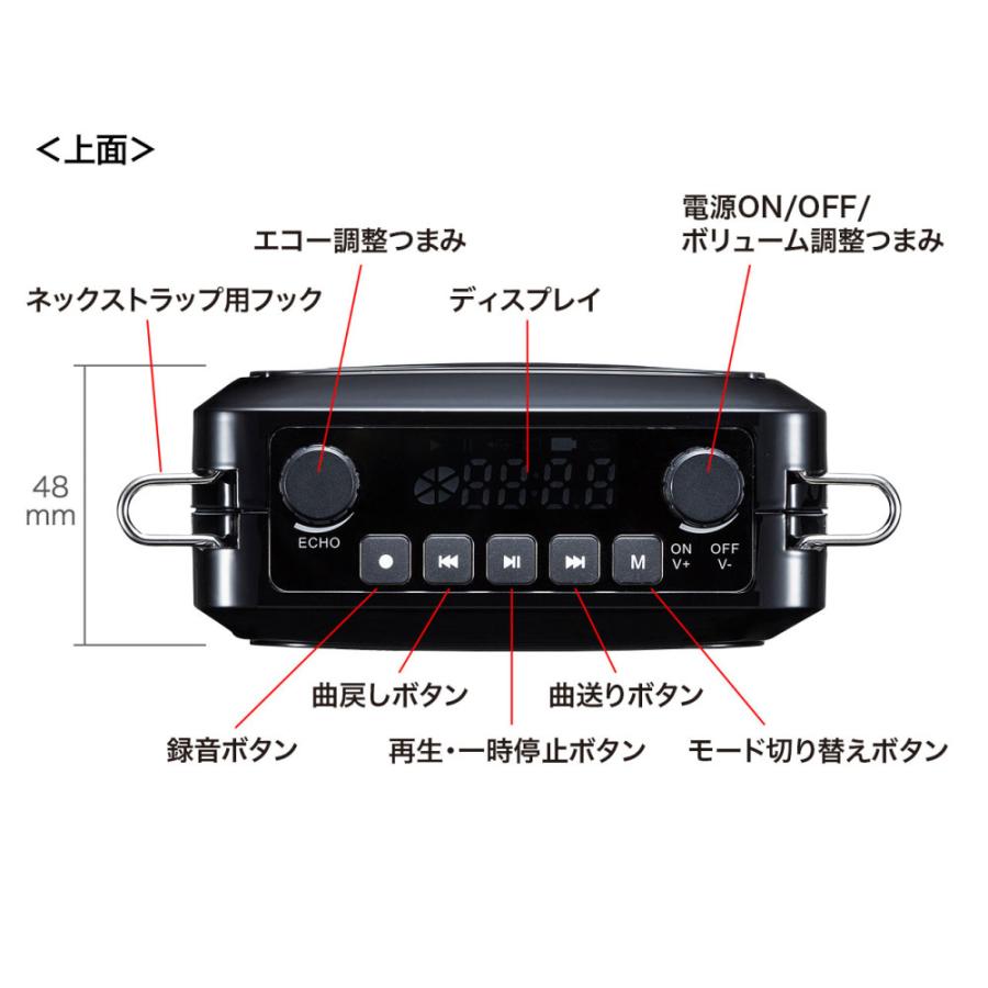 拡声器スピーカー ハンズフリー 最大出力14W マイク付き ポータブル 音楽再生 選挙 演説 講演 MM-SPAMP9 サンワサプライ｜esupply｜19