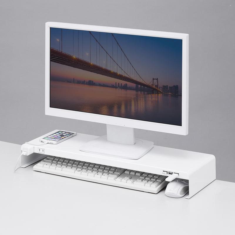 簡易チェアー　テレビ台　ディスプレイ台 SANWA SUPPLY モニター台 ディスプレイ台 机上ラック 幅60cm USB