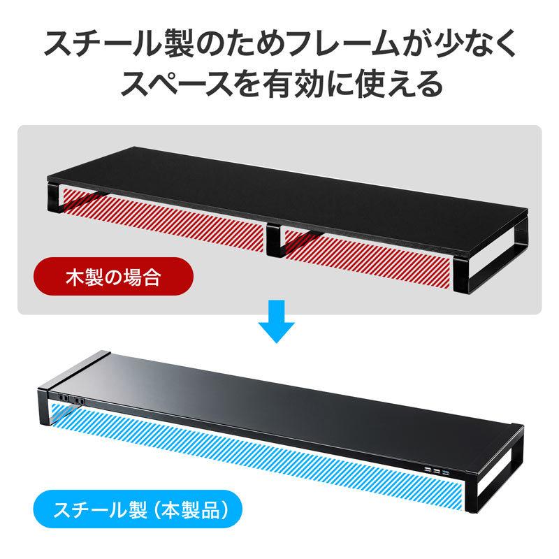 SANWA SUPPLY（サンワサプライ） モニター台 電源タップ＋USBハブ付