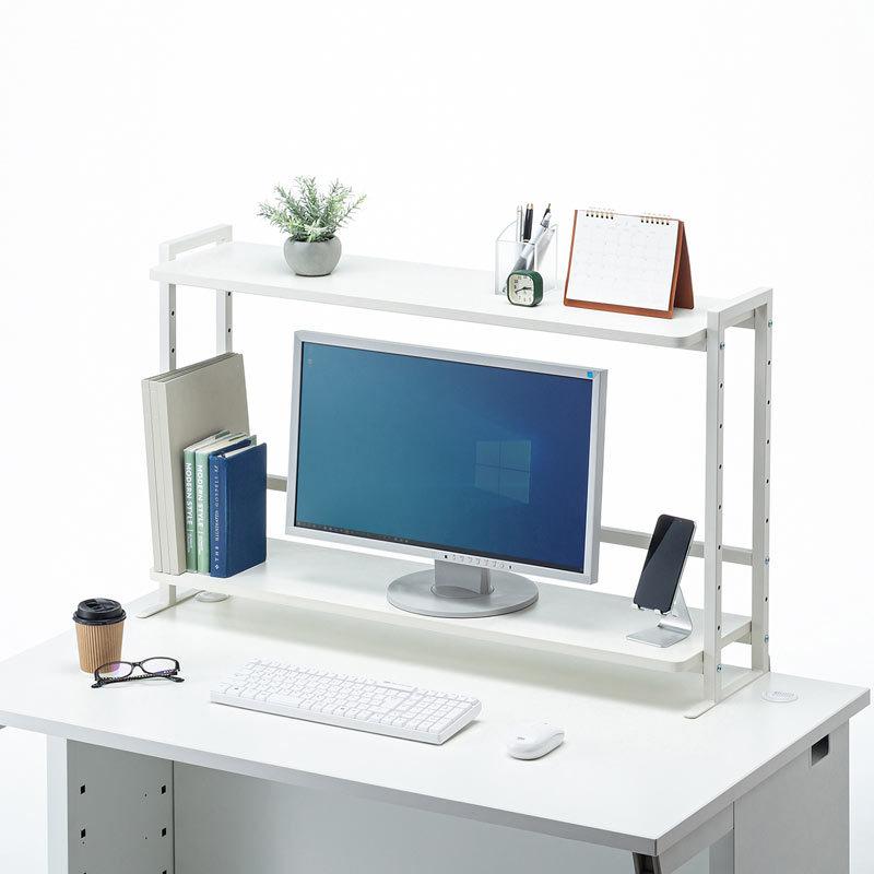 机上ラック 2段タイプ クランプ固定式 幅98cm 奥行25cm 天板幅94cm MR-LC307W サンワサプライ_3