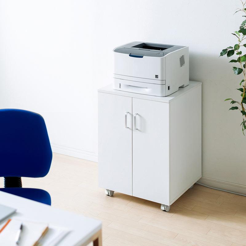 プリンター台 ラック 扉 キャビネット キャスター レーザー コピー用紙 収納 棚 オフィス 高さ70cm 幅50c アウトレット_3