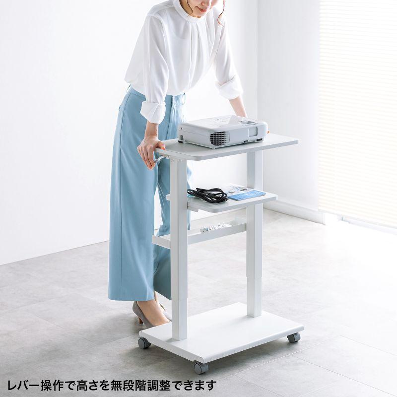 プロジェクター台 キャスター付 高さ調整対応 ガス圧 レバー式 中棚付 PR-18 out-PR-18 アウトレット_7