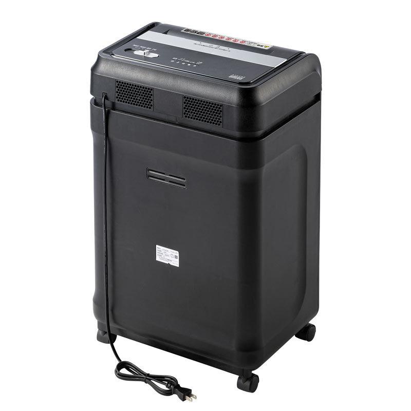 電動シュレッダー A4 CD DVD クレカ対応 20枚細断 ミニクロスカット 60分連続使用 PSD-C6018 サンワサプライの画像