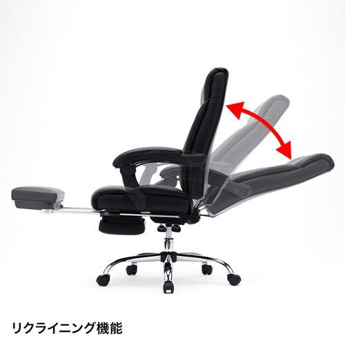 オットマン収納式レザーチェア　リクライニング 書斎 社長椅子 ブラック SNC-L17BK サンワサプライ ブラック