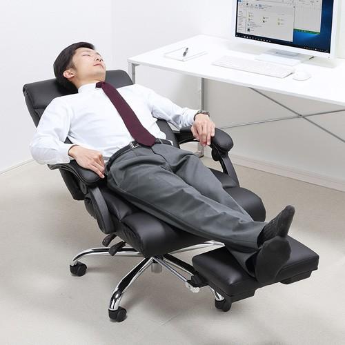 オットマン収納式レザーチェア　リクライニング 書斎 社長椅子 ブラック SNC-L17BK サンワサプライ ブラック