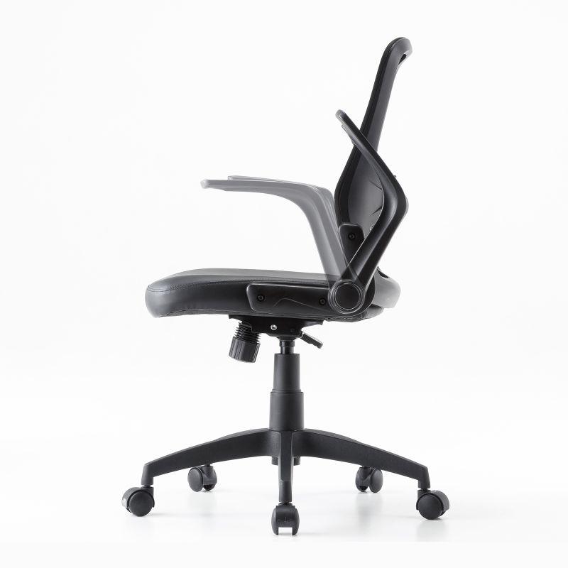 メッシュチェア ひじはね上げ 高さ調節可能ランバーサポート付 座面ビニールレザー ロッキング 背座一体型ロッキング ブラック　SNC-NET21VBK | SANWA SUPPLY | 16