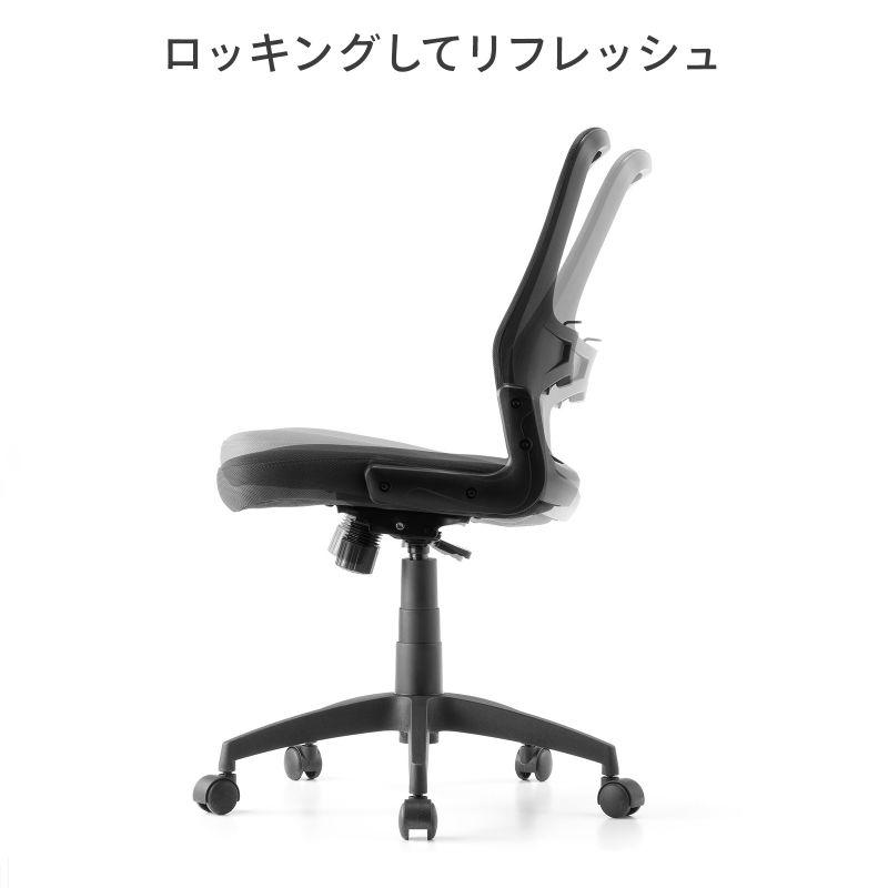 メッシュチェア 高さ調節可能ランバーサポート付 座面布生地 ロッキング 背座一体型ロッキング キャスター付 ブラック SNC-NET27BK | SANWA SUPPLY | 07