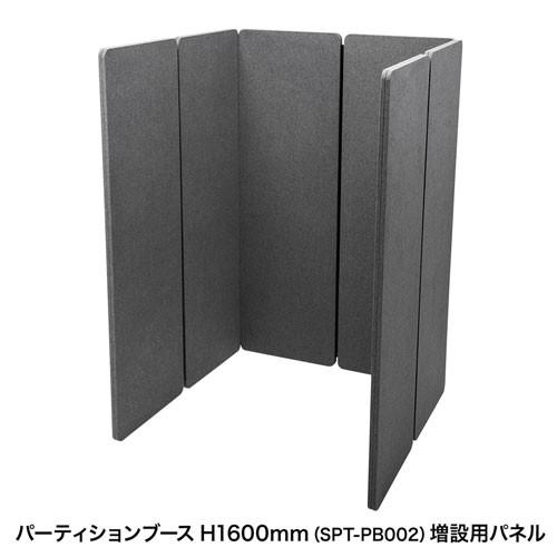 パーテーション個人ブース追加用パネル SPT-PB002用 高さ160cm ファスナー連結 吸音 グレー SPT-PB002PN サンワサプライの画像