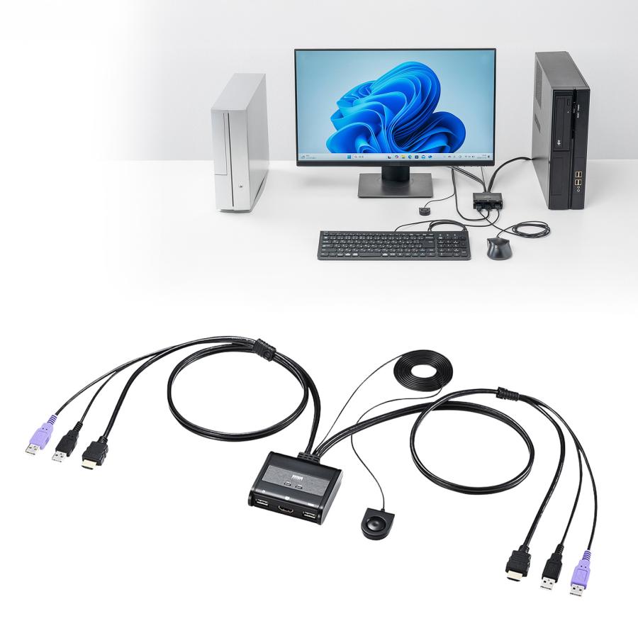 HDMI対応手元スイッチ付きパソコン自動切替器 SW-KVM2WHU サンワダイレクト本店 サンワサプライ【オフィス・PC周辺通販】