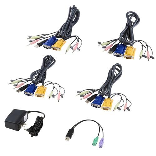 パソコン自動切替器 4：1 USB・PS/2コンソール両対応 USB2.0ハブ搭載 KVMスイッチ SW-KVM4HVCN サンワサプライの画像