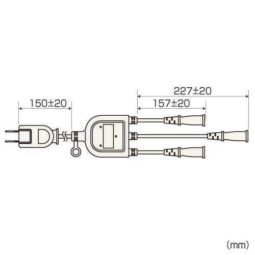 ACアダプタ延長コード 電源延長 3分配 50cm ホワイト TAP-EX3WN サンワサプライ｜esupply｜02