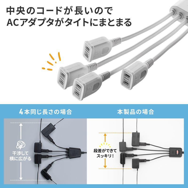 SANWA SUPPLY 電源延長コード 5m 15本セット SANWA SUPPLY（サンワサプライ） 延長コード 短い 4個口 ACアダプタ