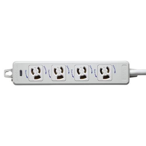 医用接地プラグ付き電源タップ 3P・4個口 3m マグネット付抜け止め ホワイト TAP-HPM4-3W サンワサプライ ネコポス非対応_2