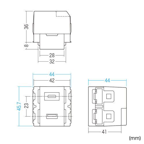 埋込USB給電用コンセント Type-C搭載 ホワイト TAP-KJUSB1C1W サンワサプライ|esupply|03