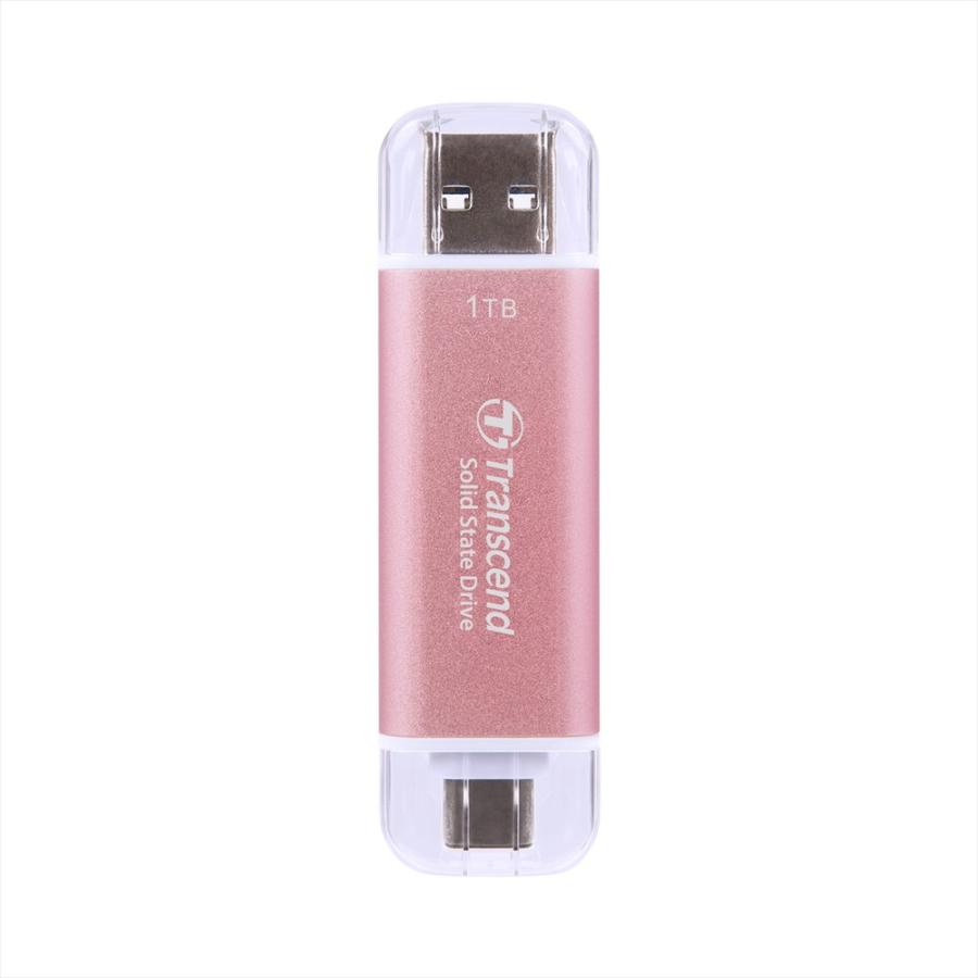 スティックSSD Transcend 1TB ESD310 ポータブルSSD USB3.2 Gen2 Type-A C iPhone16対応 ピンク TS1TESD310P ネコポス対応の画像