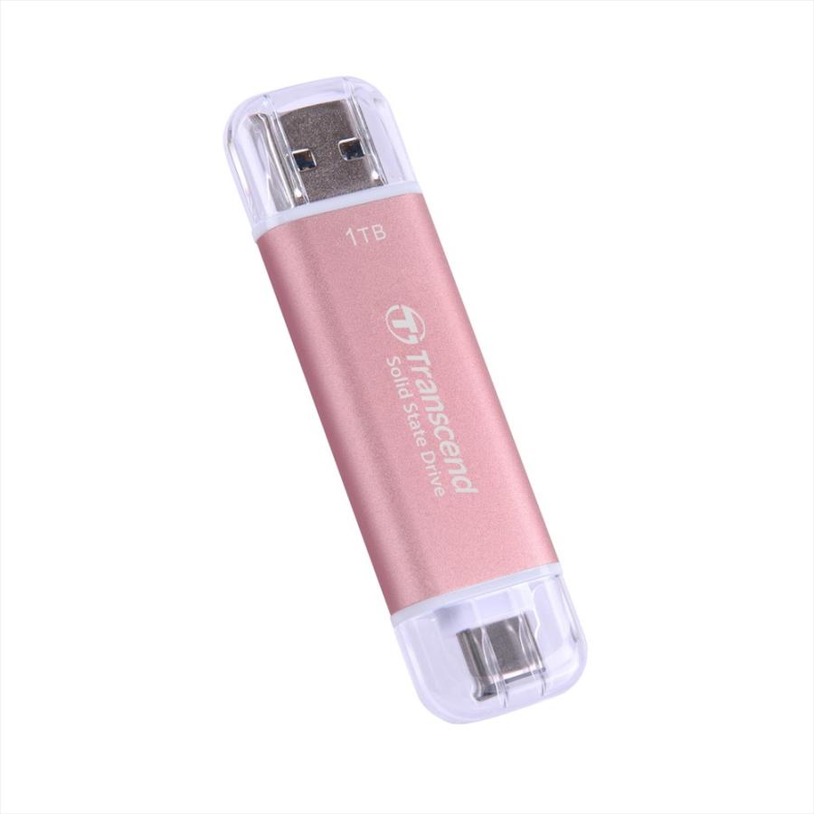 スティックSSD Transcend 1TB ESD310 ポータブルSSD USB3.2 Gen2 Type-A C iPhone16対応 ピンク TS1TESD310P ネコポス対応の画像