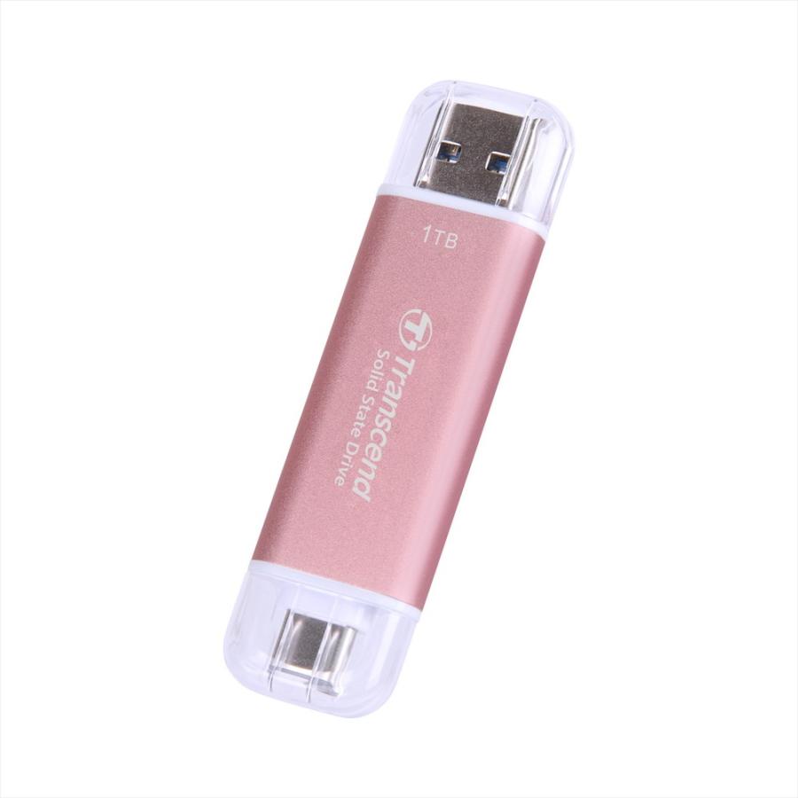 スティックSSD Transcend 1TB ESD310 ポータブルSSD USB3.2 Gen2 Type-A C iPhone16対応 ピンク TS1TESD310P ネコポス対応の画像