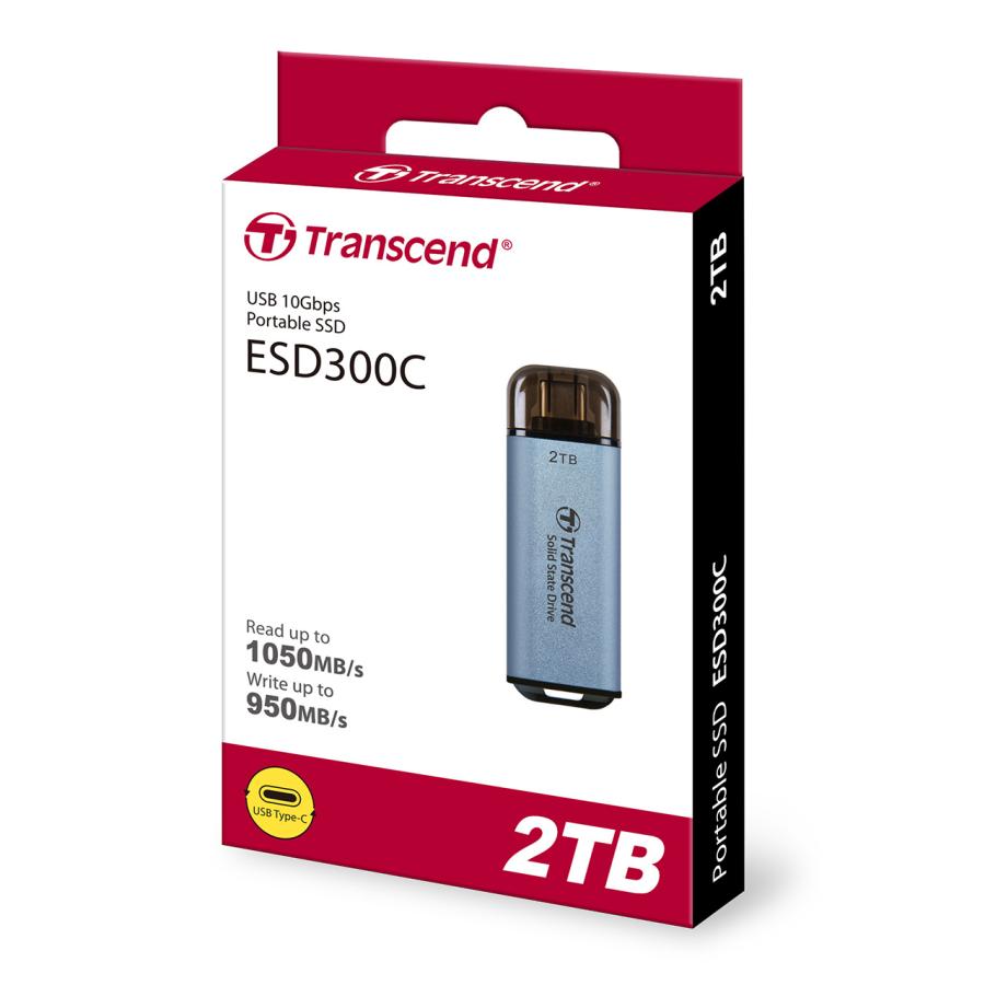 ポータブルSSD 2TB Type-C接続タイプ スティックSSD 外付け USB10Gbps iPhone15 スカイブルー ESD310 TS2TESD300C Transcend トランセンド製｜esupply｜07