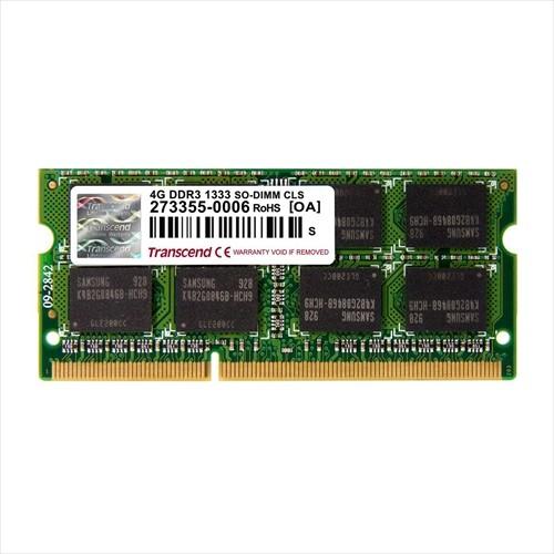 ノートPC用増設メモリ 4GB DDR3-1333 PC3-10600 SO-DIMM TS512MSK64V3N Transcend トランセンド製 限定価格セール ネコポス対応 冬バーゲン