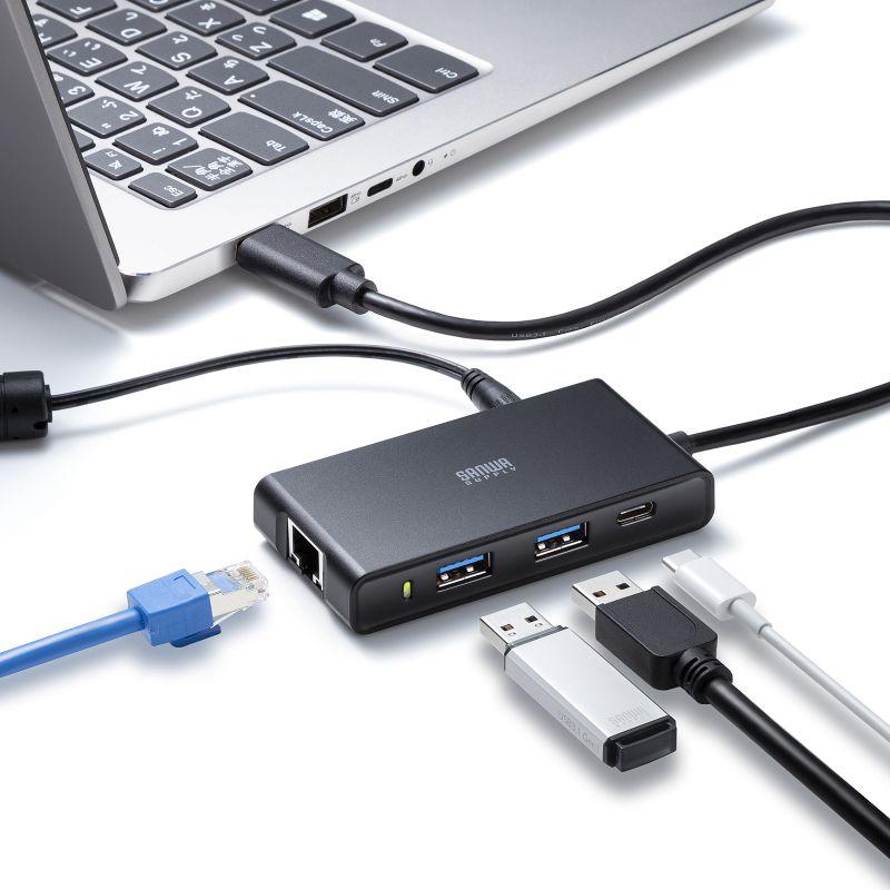 USBハブ LAN対応 3ポート セルフパワー 2.5GLAN対応 10Gbps USB A接続 USB-3HLS8BK サンワサプライ｜esupply｜02