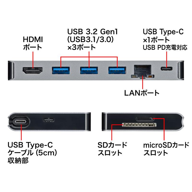 USBタイプC ドッキングハブ HDMI LANポート カードリーダー搭載 USB-3TCH14S2 サンワサプライ｜esupply｜17