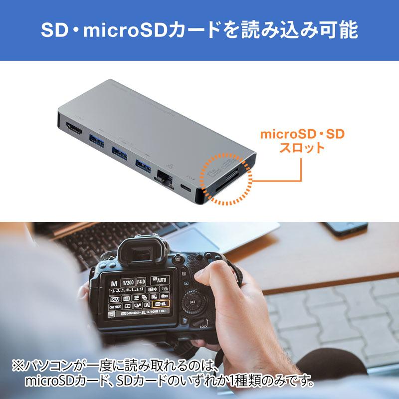 USBタイプC ドッキングハブ HDMI LANポート カードリーダー搭載 USB-3TCH14S2 サンワサプライ｜esupply｜09