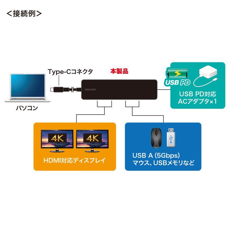 SANWA SUPPLY（サンワサプライ） ドッキングステーション Type-C 接続