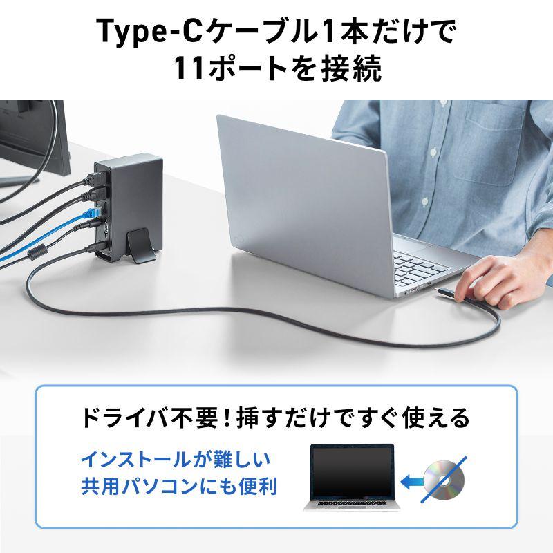 SANWA SUPPLY ドッキングステーション USBハブ USB Type-C 3画面出力