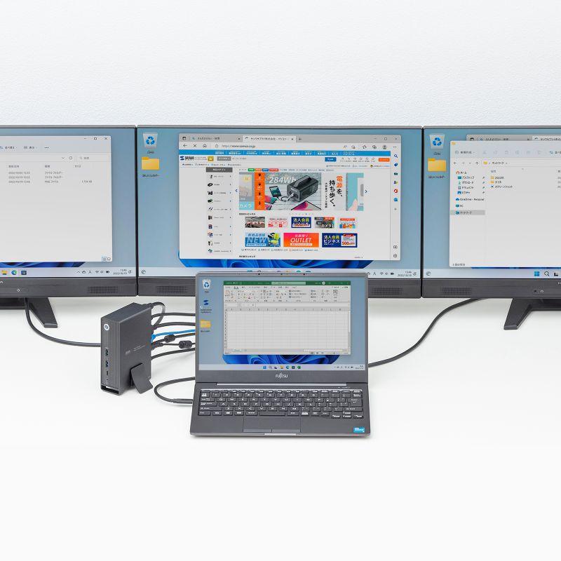 SANWA SUPPLY ドッキングステーション USBハブ USB Type-C 3画面出力