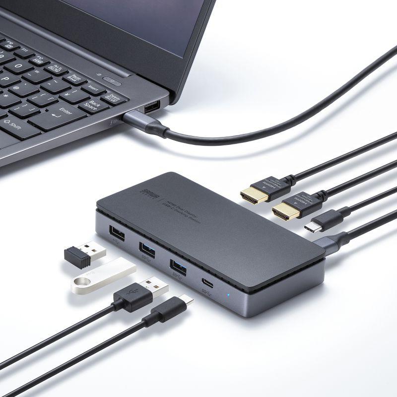SANWA SUPPLY ドッキングステーション USB Type-C HDMI2つ LAN無し 4K
